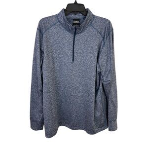In Play Mens Heather Blue Navy Long Sleeve 1/4 Zip Shirt Large